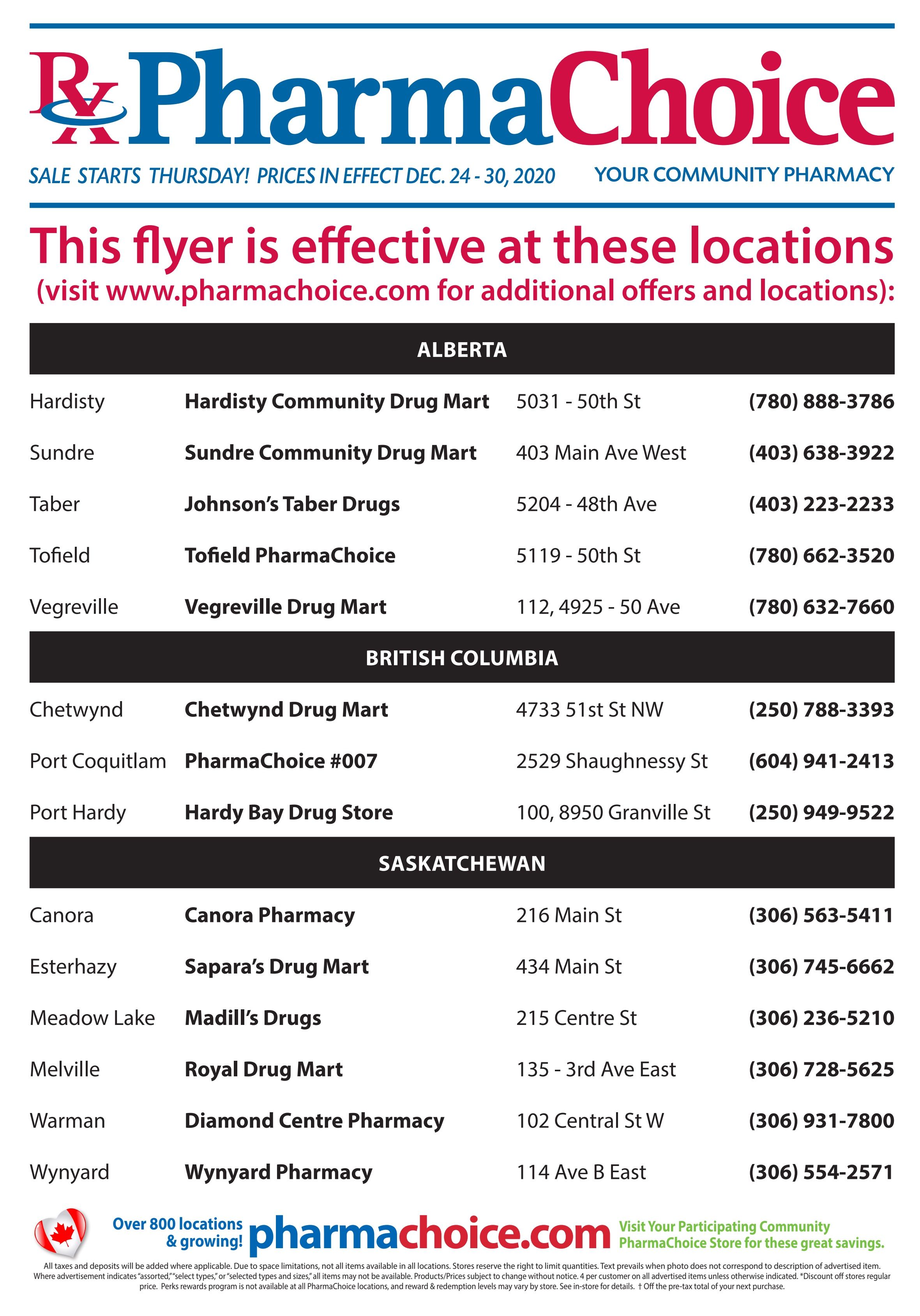 PharmaChoice (BC, AB, SK & MB) Flyer December 24 to 30