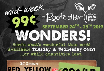 The Root Cellar Mid-Week Flyer September 24 and 25