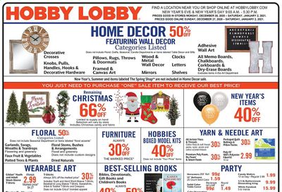 Hobby Lobby Weekly Ad Flyer December 27 to January 2