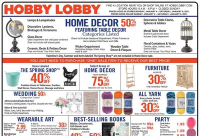 Hobby Lobby Weekly Ad Flyer January 3 to January 9