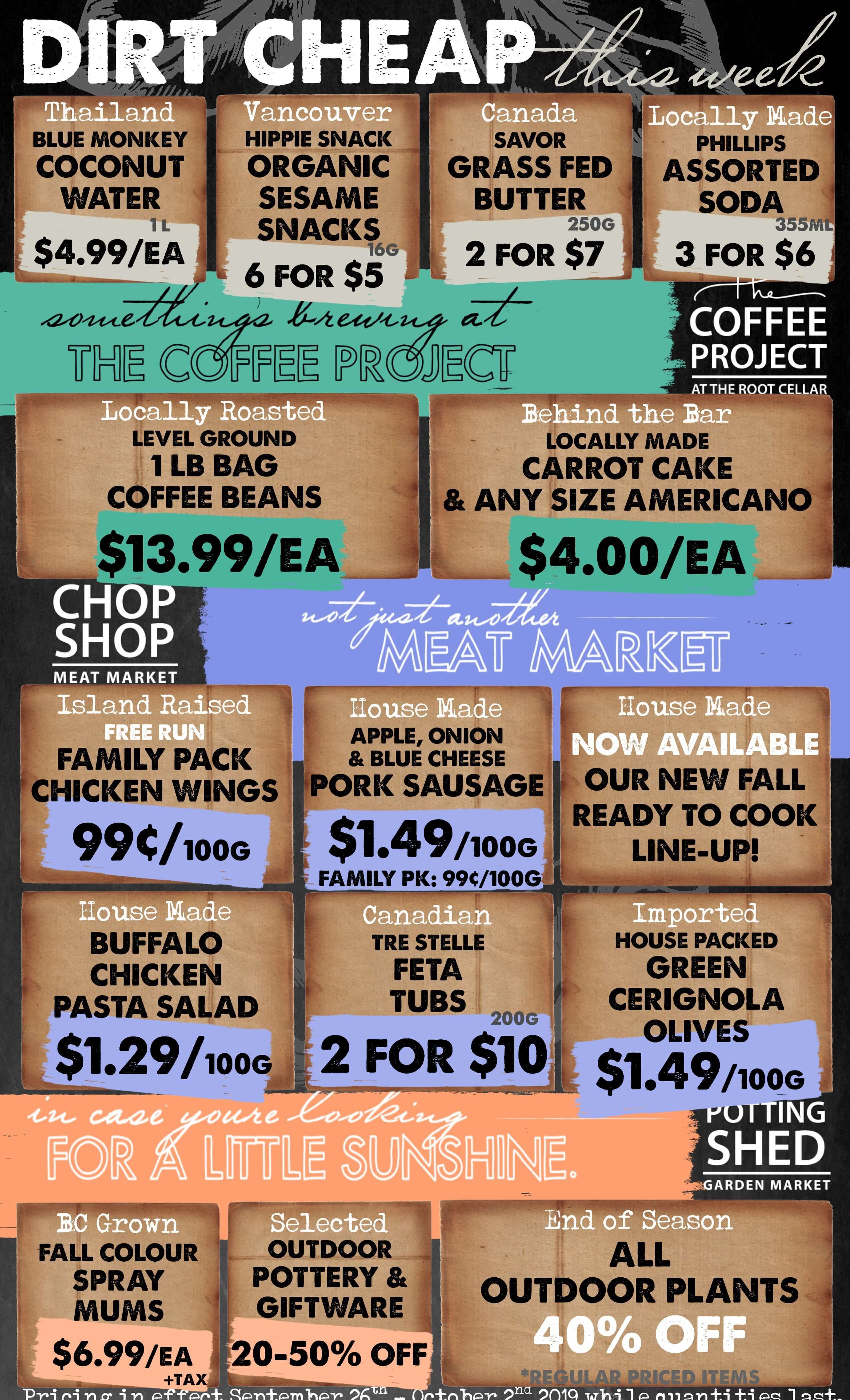 The Root Cellar Flyer September 26 to October 2