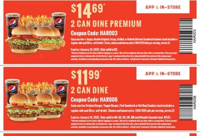 Harvey’s Canada Coupons(QC): January 4 - 31