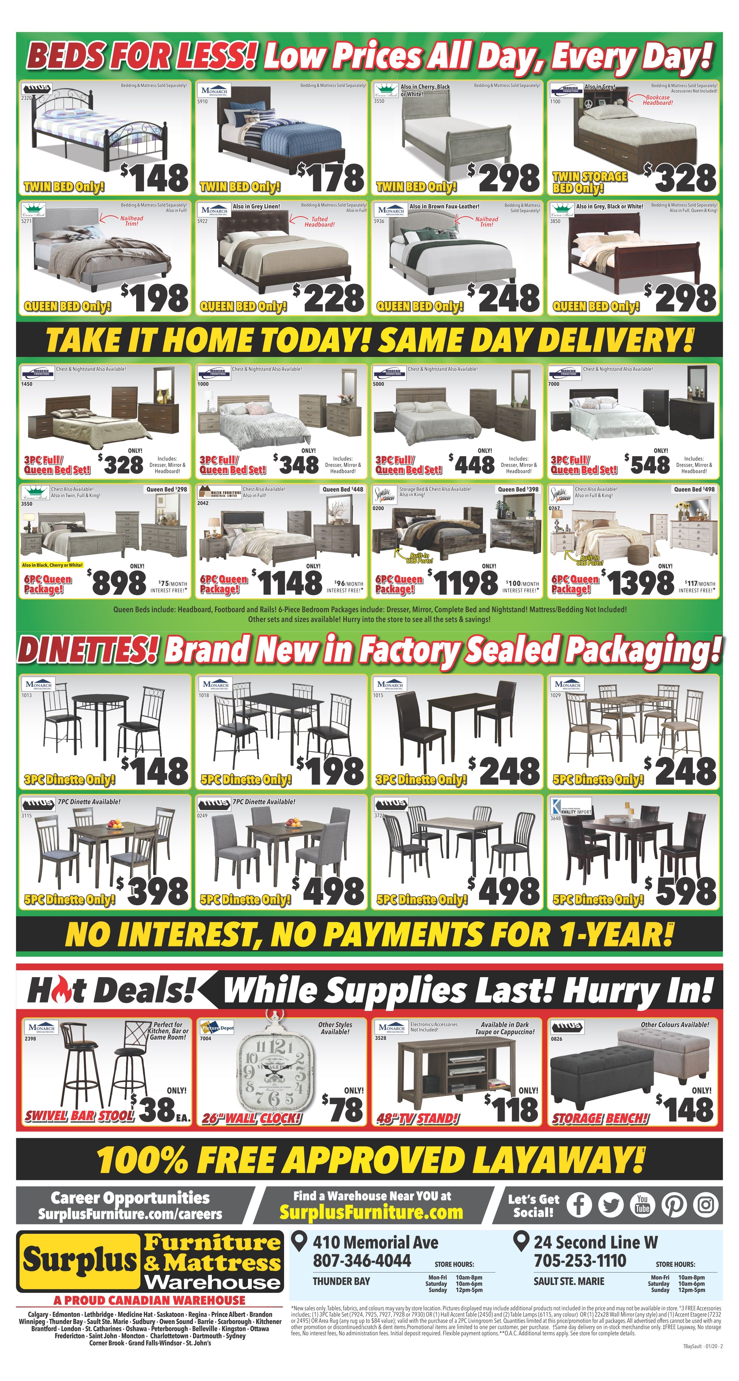 Surplus Furniture & Mattress Warehouse (Thunder Bay) Flyer January 14 to 27