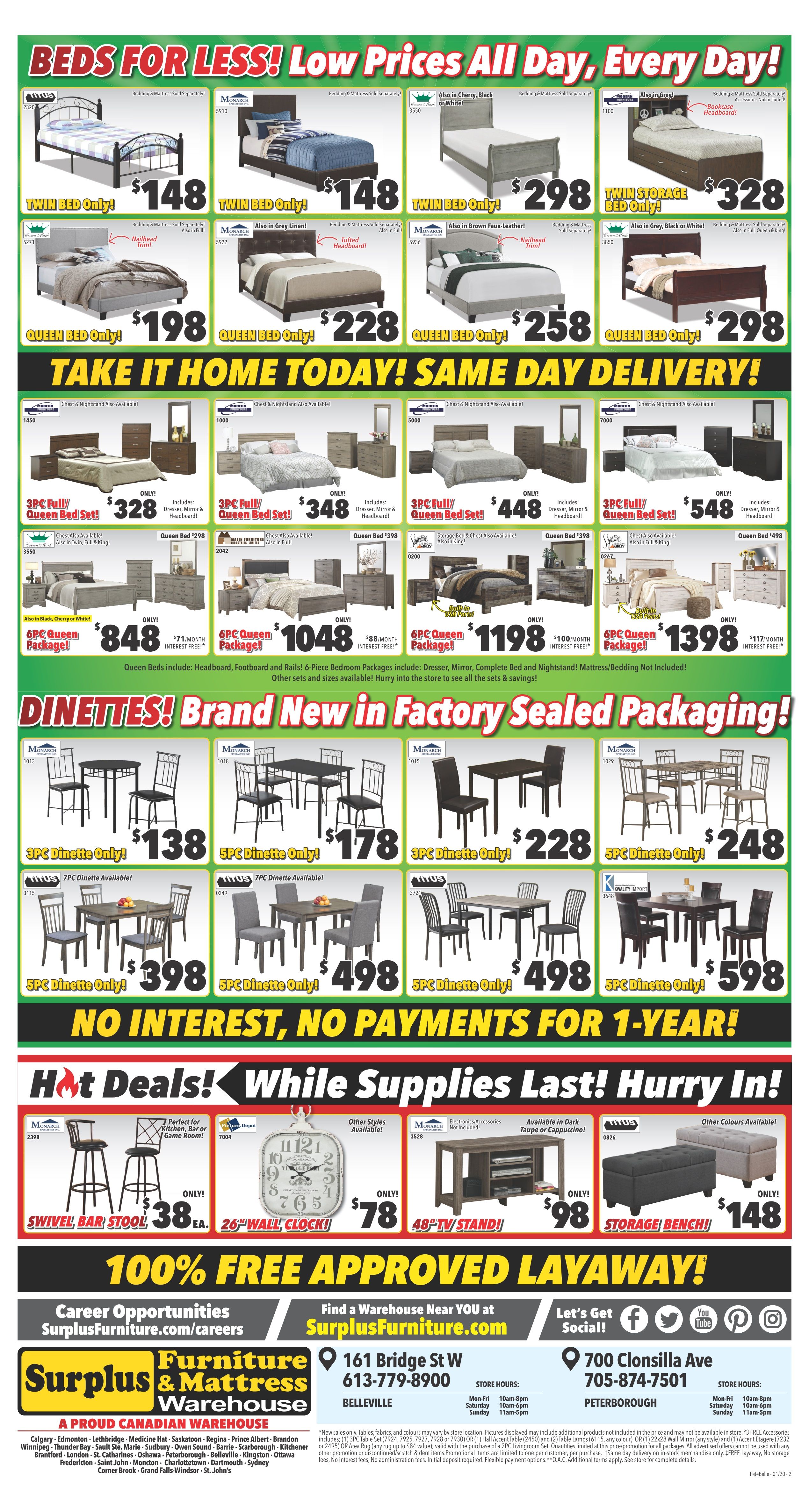 Surplus Furniture & Mattress Warehouse (Peterborough) Flyer January 14 to 27