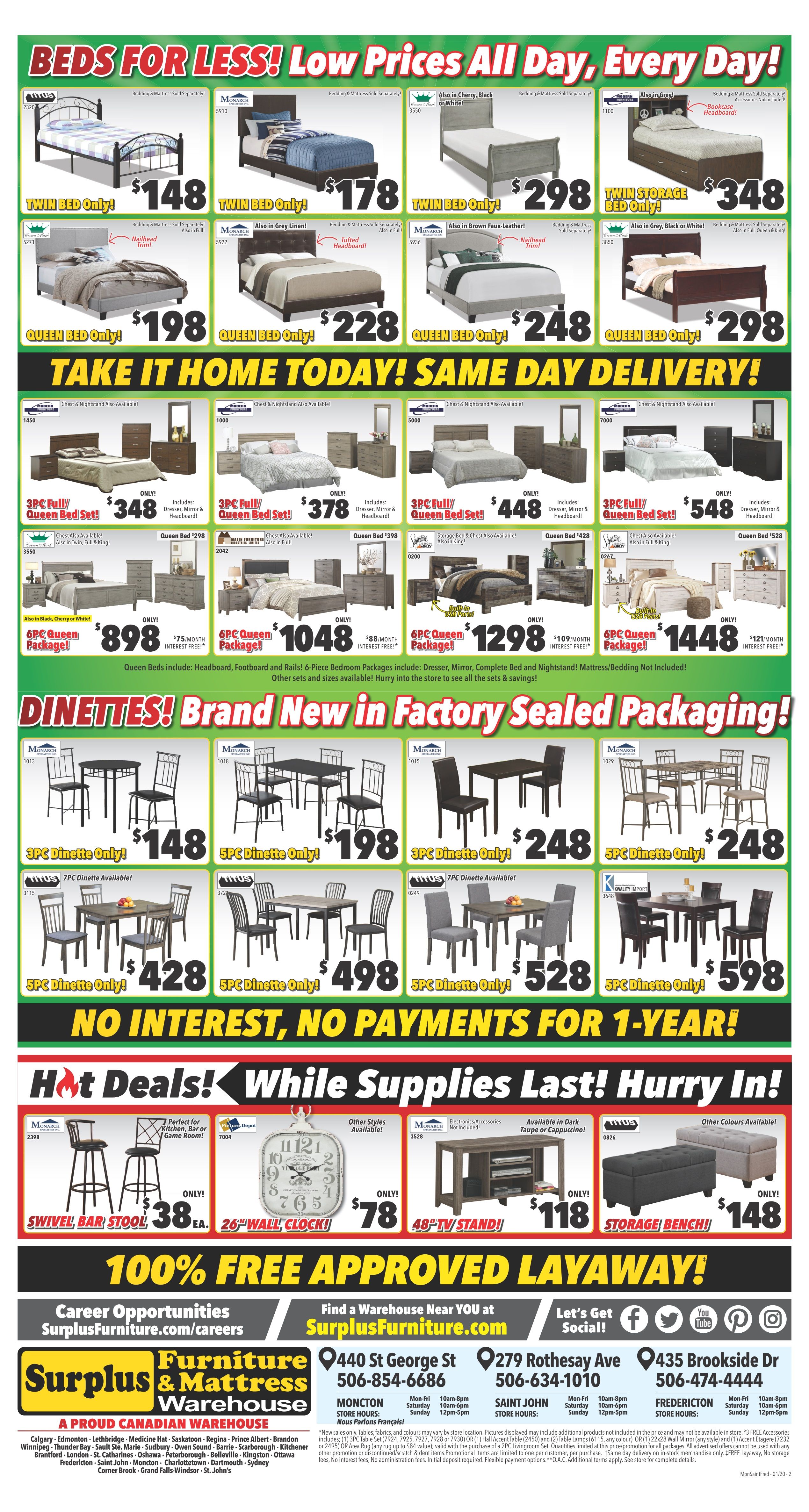 Surplus Furniture & Mattress Warehouse (Moncton) Flyer January 14 to 27