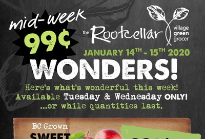 The Root Cellar Mid-Week Flyer January 14 and 15