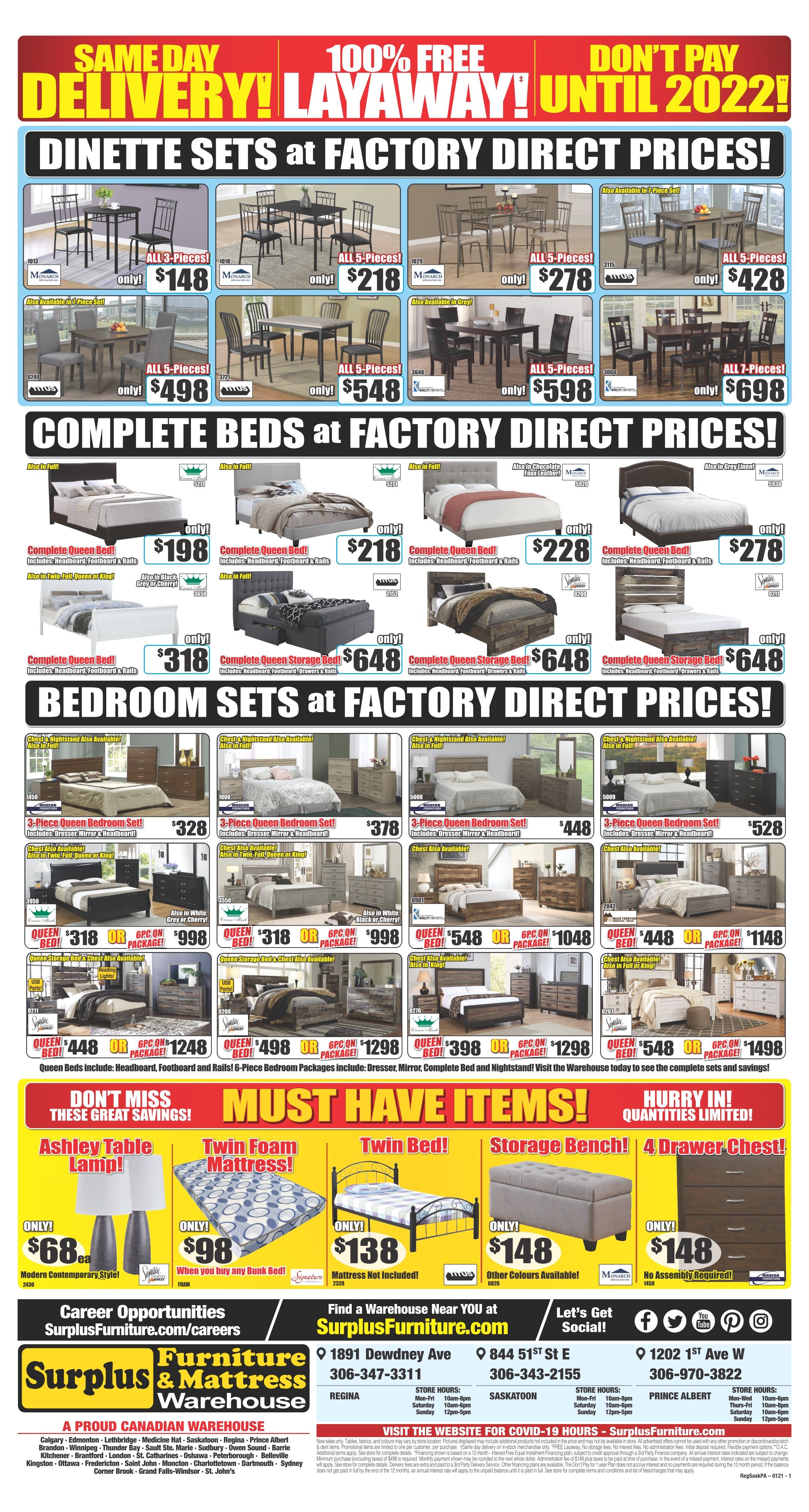 Surplus Furniture & Mattress Warehouse (Saskatoon) Flyer January 4 to 17