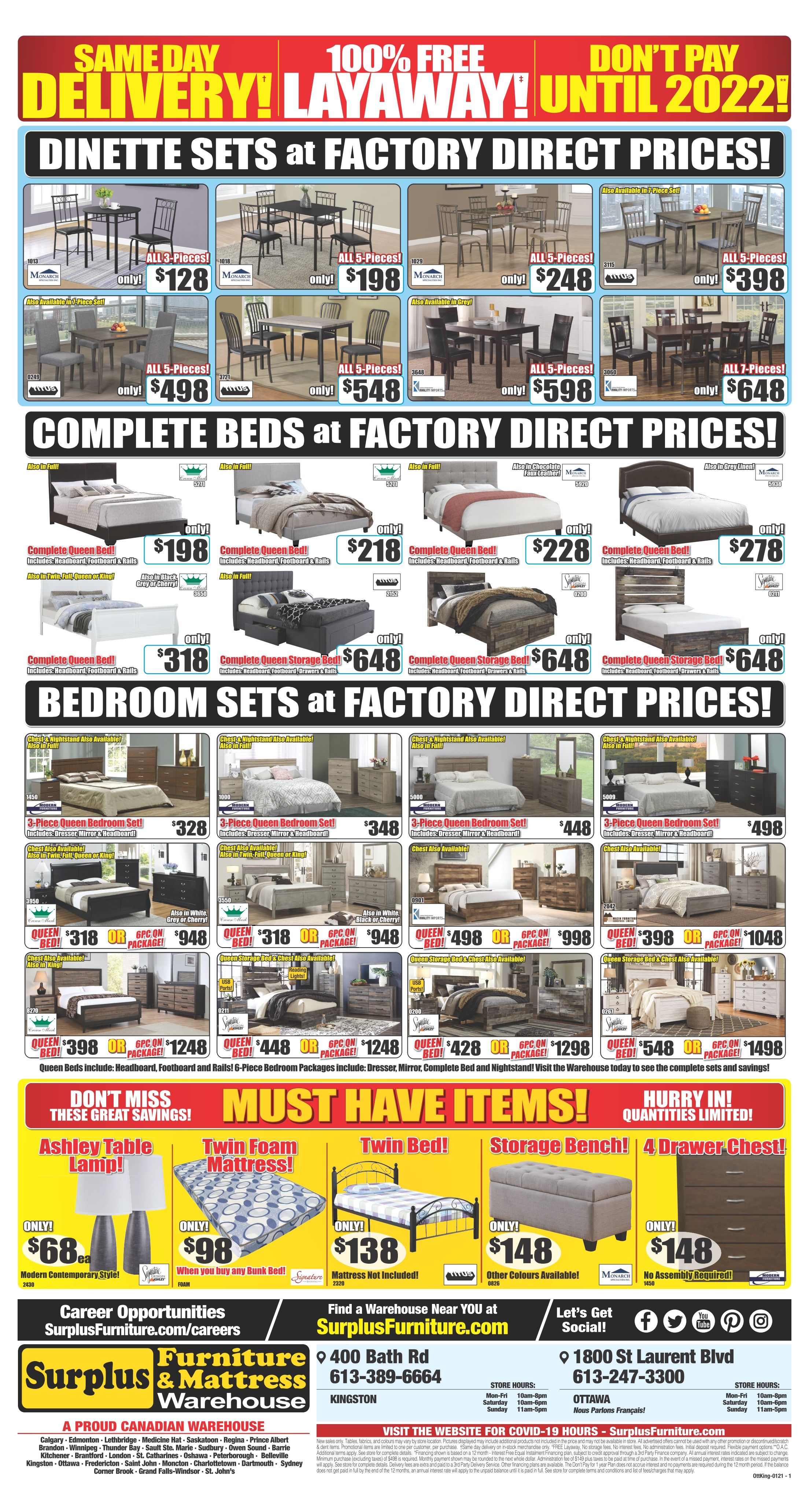 Surplus Furniture & Mattress Warehouse (Kingston) Flyer January 4 to 17
