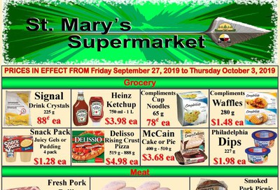 St. Mary's Supermarket Flyer September 27 to October 3