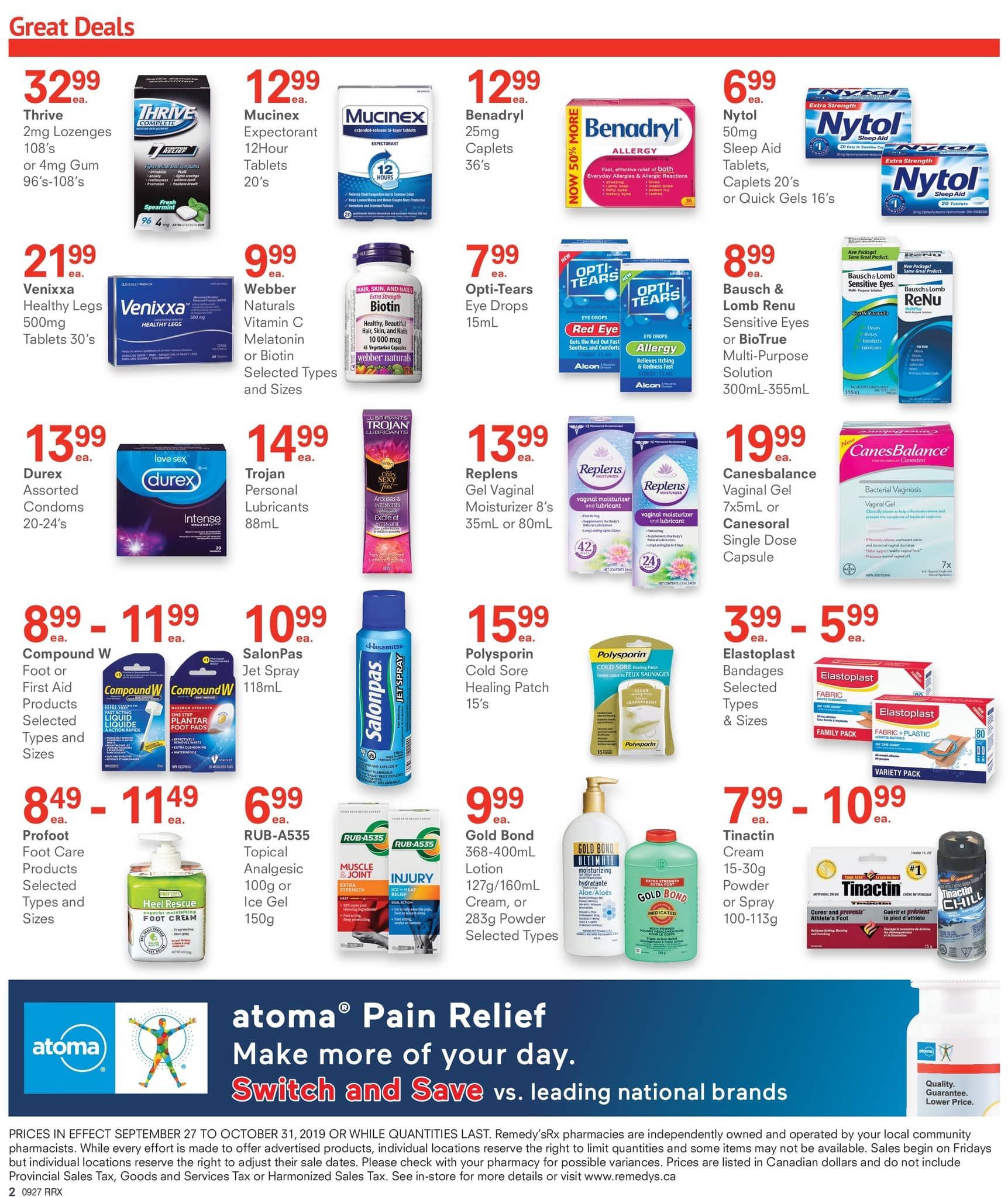 Remedy's RX Flyer September 27 to October 31