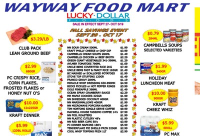 WayWay Food Mart Flyer September 27 to October 3