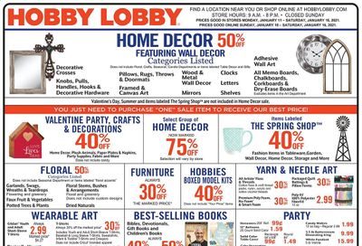 Hobby Lobby Weekly Ad Flyer January 10 to January 16