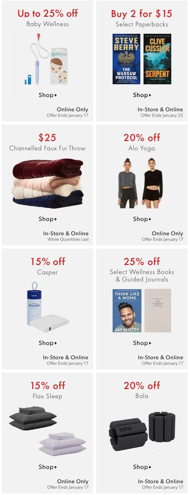Chapters Indigo Online Deals of the Week January 11 to 17