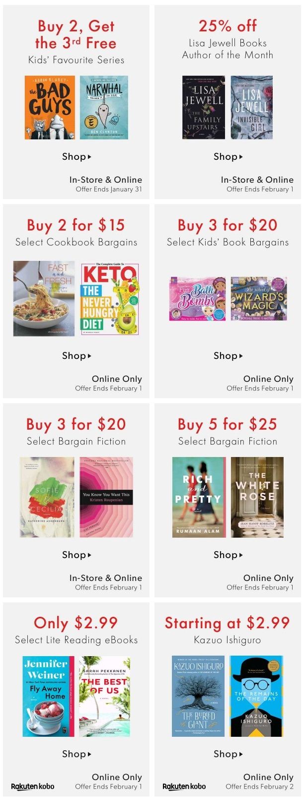 Chapters Indigo Online Deals of the Week January 11 to 17