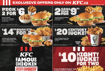 KFC Canada Coupons (NB, NS & PE), until March 7, 2021