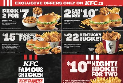 KFC Canada Coupons (NL & Labrador), until March 7, 2021