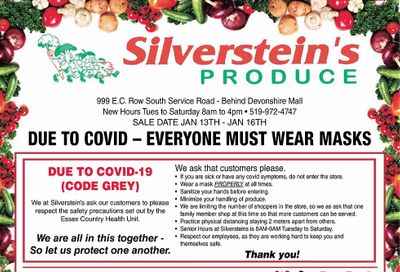Silverstein's Produce Flyer January 13 to 16