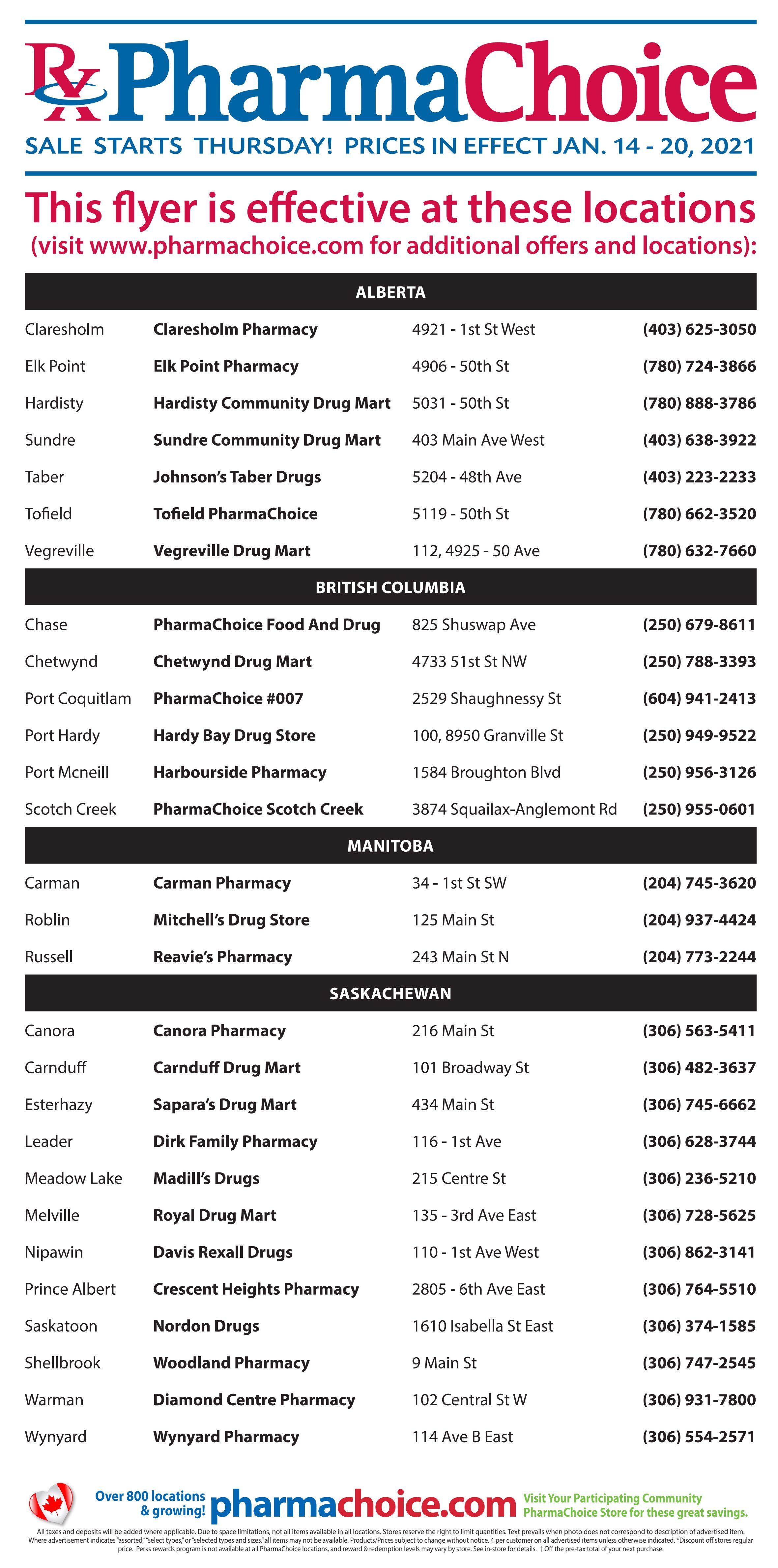 PharmaChoice (BC, AB, SK & MB) Flyer January 14 to 20