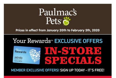 Paulmac's Pets Loyalty in-store Flyer January 20 to February 5