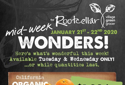 The Root Cellar Mid-Week Flyer January 21 and 22