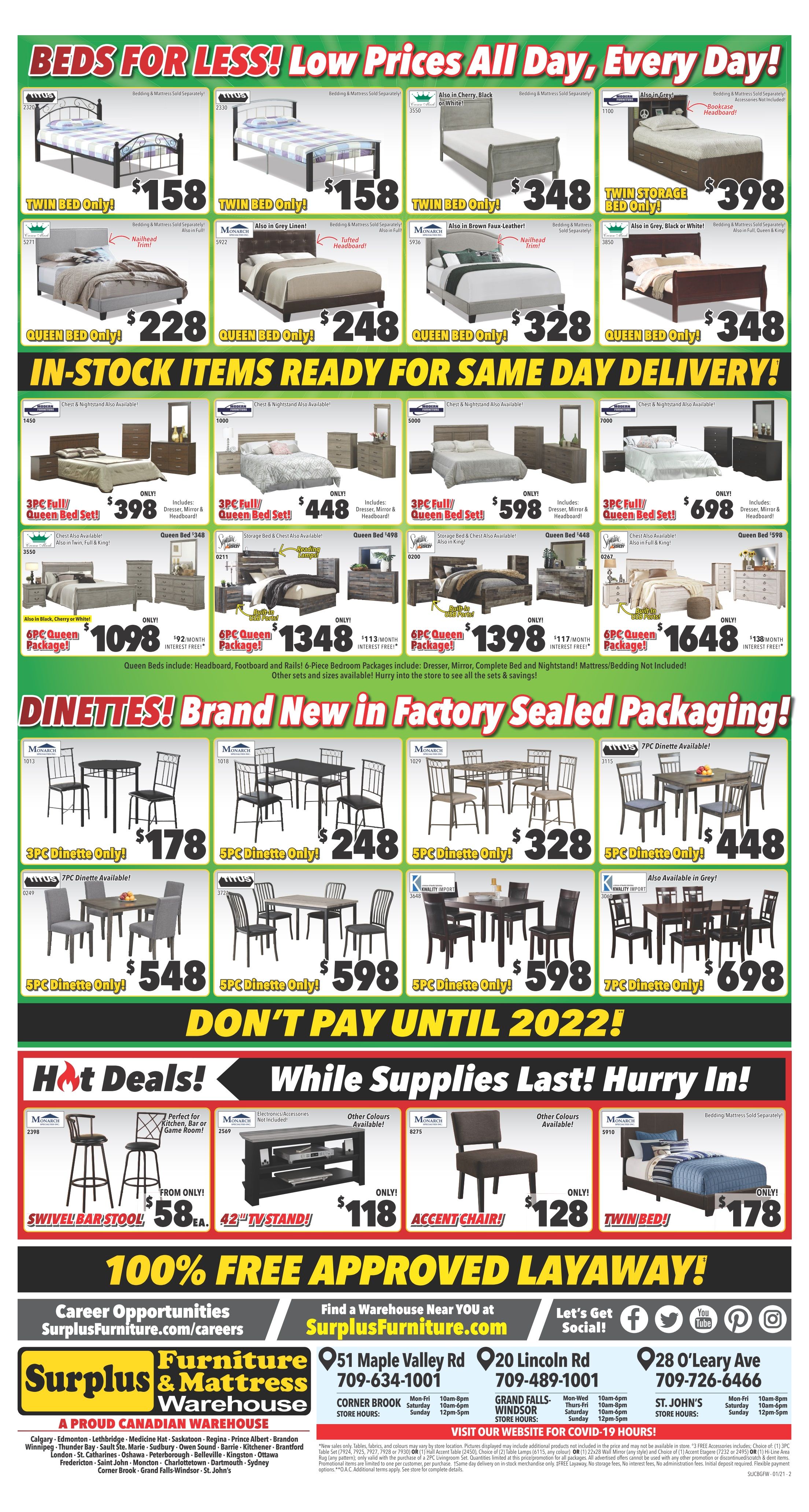 Surplus Furniture & Mattress Warehouse (Grand Falls Windsor) Flyer January 18 to 31