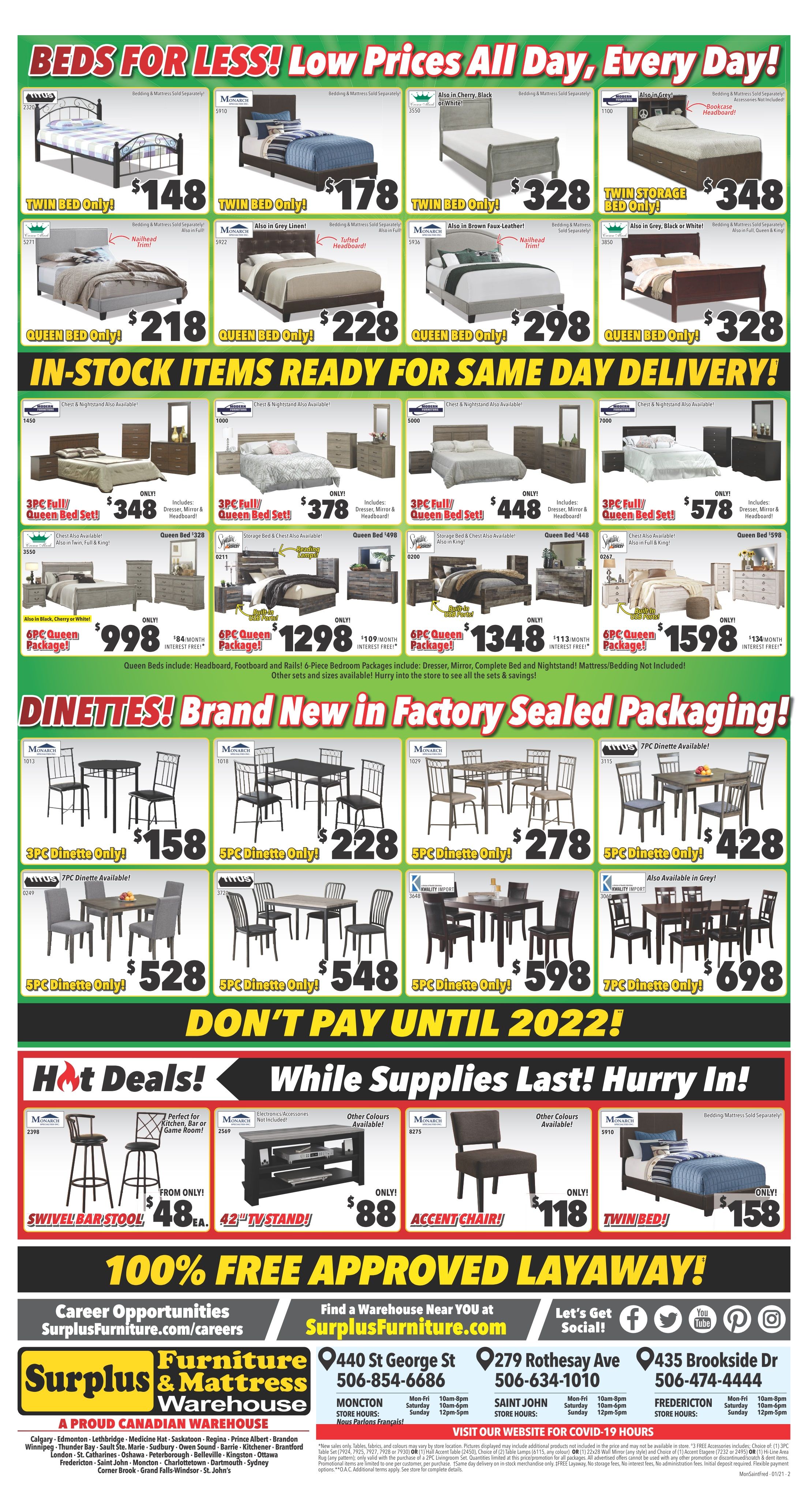 Surplus Furniture & Mattress Warehouse (Fredericton) Flyer January 18 to 31