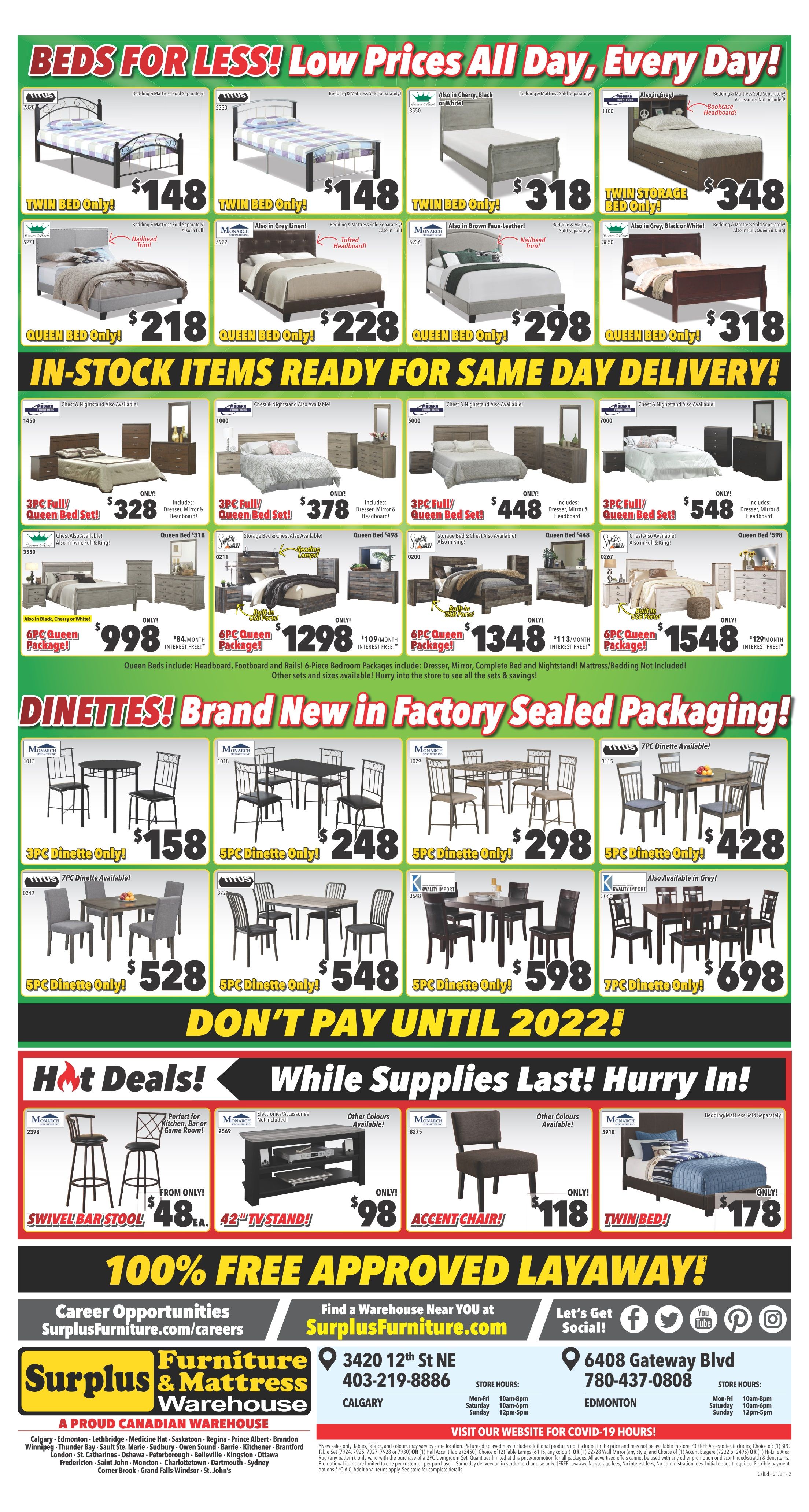 Surplus Furniture & Mattress Warehouse (Calgary) Flyer January 18 to 31