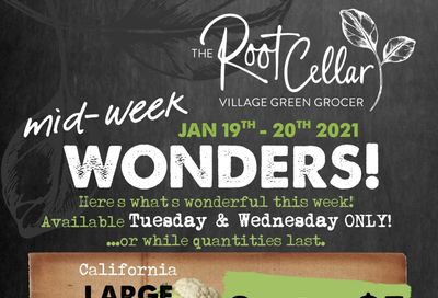 The Root Cellar Mid-Week Flyer January 19 and 20