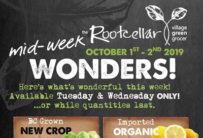 The Root Cellar Mid-Week Flyer October 1 and 2