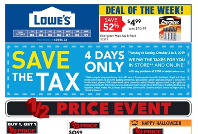 Lowe's Flyer October 3 to 9