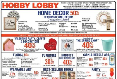 Hobby Lobby Weekly Ad Flyer January 24 to January 30