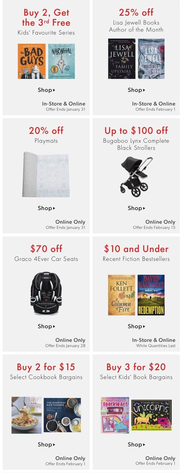Chapters Indigo Online Deals of the Week January 25 to 31