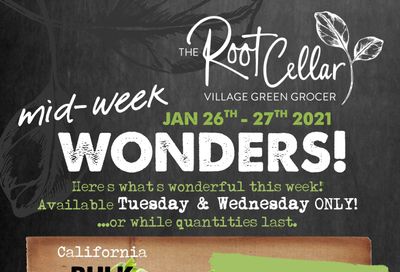 The Root Cellar Mid-Week Flyer January 26 and 27