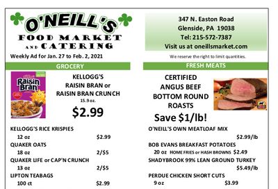 O'Neill's Food Market Weekly Ad Flyer January 27 to February 2, 2021