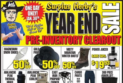 Surplus Herby's Year End Sale Flyer January 30