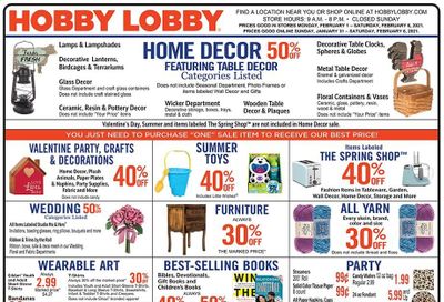 Hobby Lobby Weekly Ad Flyer January 31 to February 6