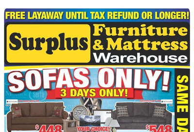 Surplus Furniture & Mattress Warehouse (Winnipeg) Flyer January 28 to February 3