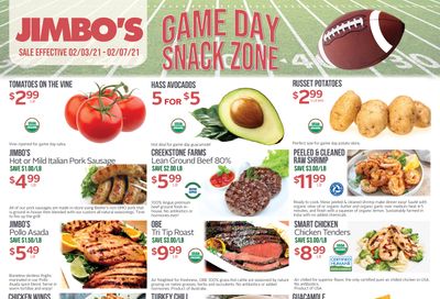 Jimbo's Big Game Day Sale Weekly Ad Flyer February 3 to February 7, 2021