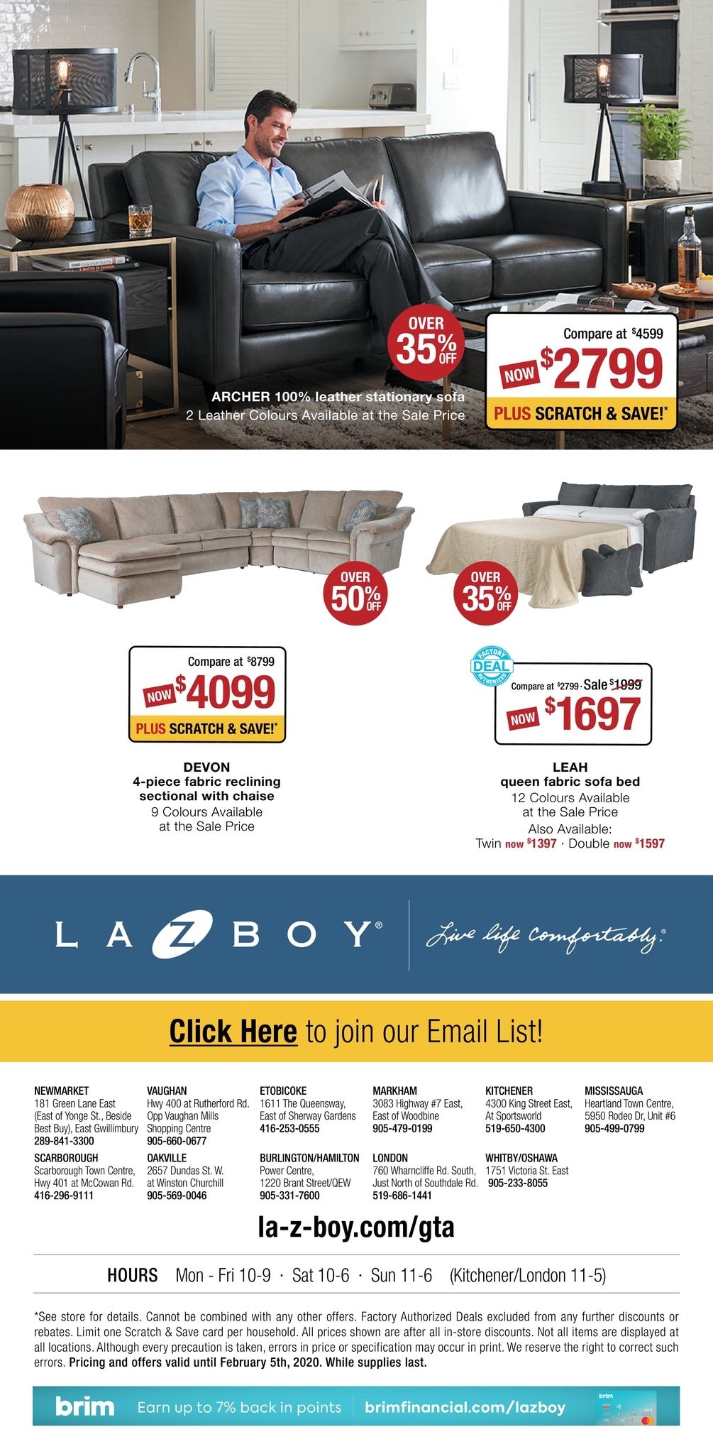 La-Z-Boy (GTA) Flyer January 30 to February 5