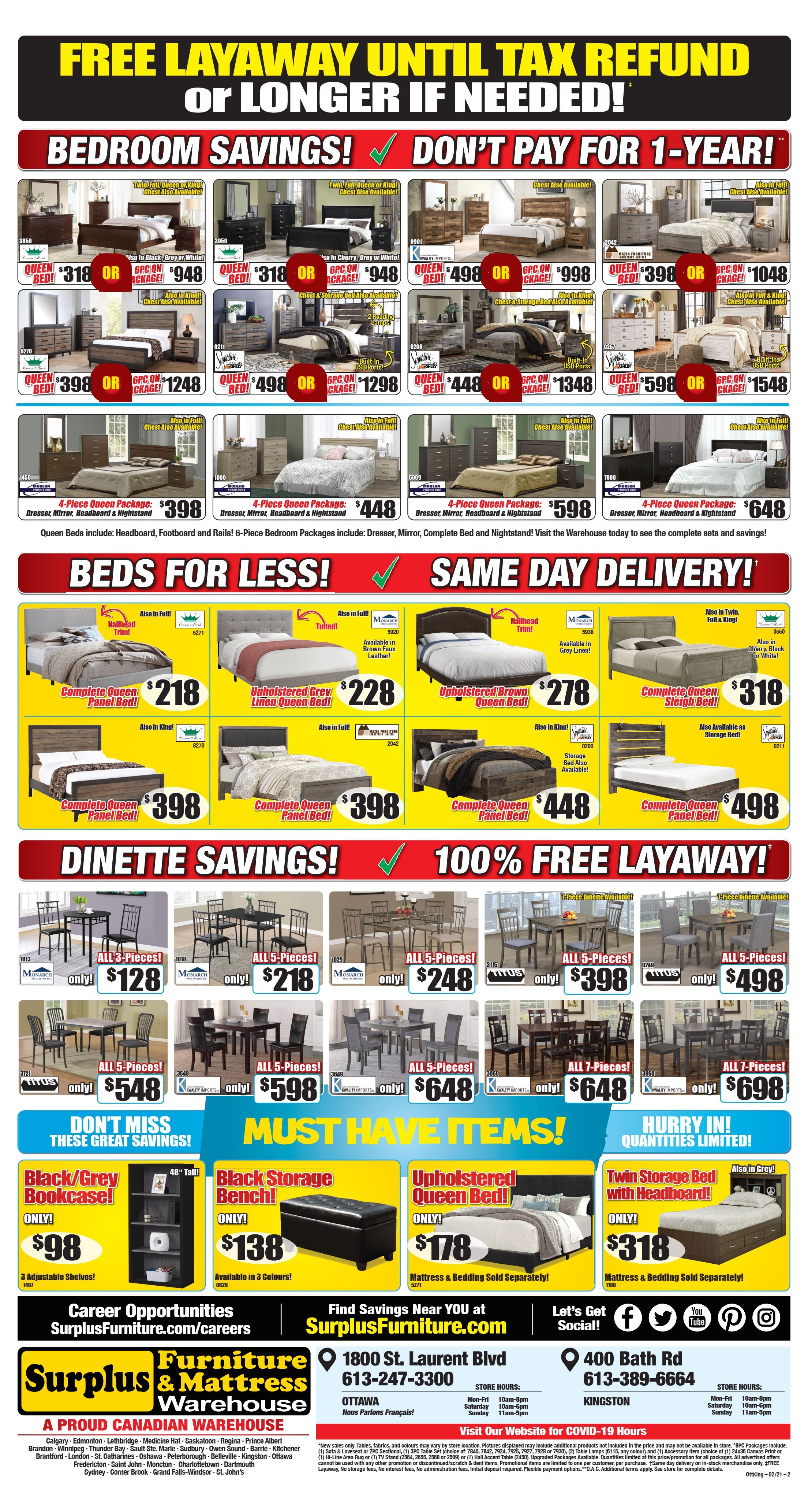 Surplus Furniture & Mattress Warehouse (Ottawa) Flyer February 8 to 28