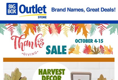 Big Box Outlet Store Thanks Giving Sale Flyer October 4 to 15