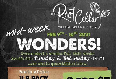 The Root Cellar Mid-Week Flyer February 9 and 10