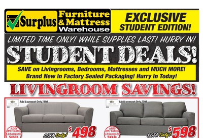 Surplus Furniture & Mattress Warehouse (Thunder Bay) Flyer August 7 to September 12