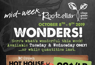 The Root Cellar Mid-Week Flyer October 8 and 9