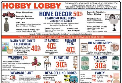 Hobby Lobby Weekly Ad Flyer February 14 to February 20