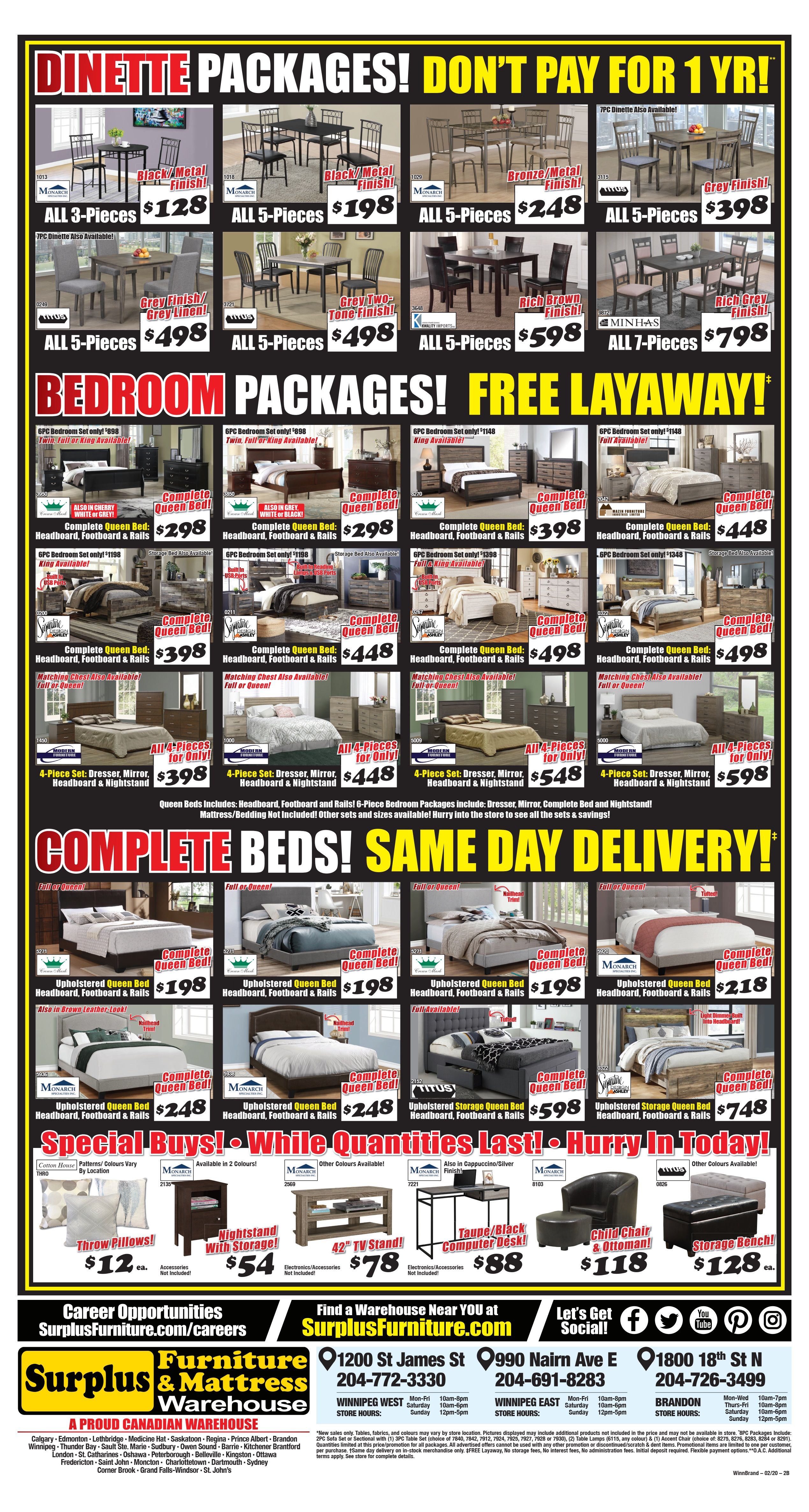 Surplus Furniture & Mattress Warehouse (Winnipeg) Flyer February 4 to 24