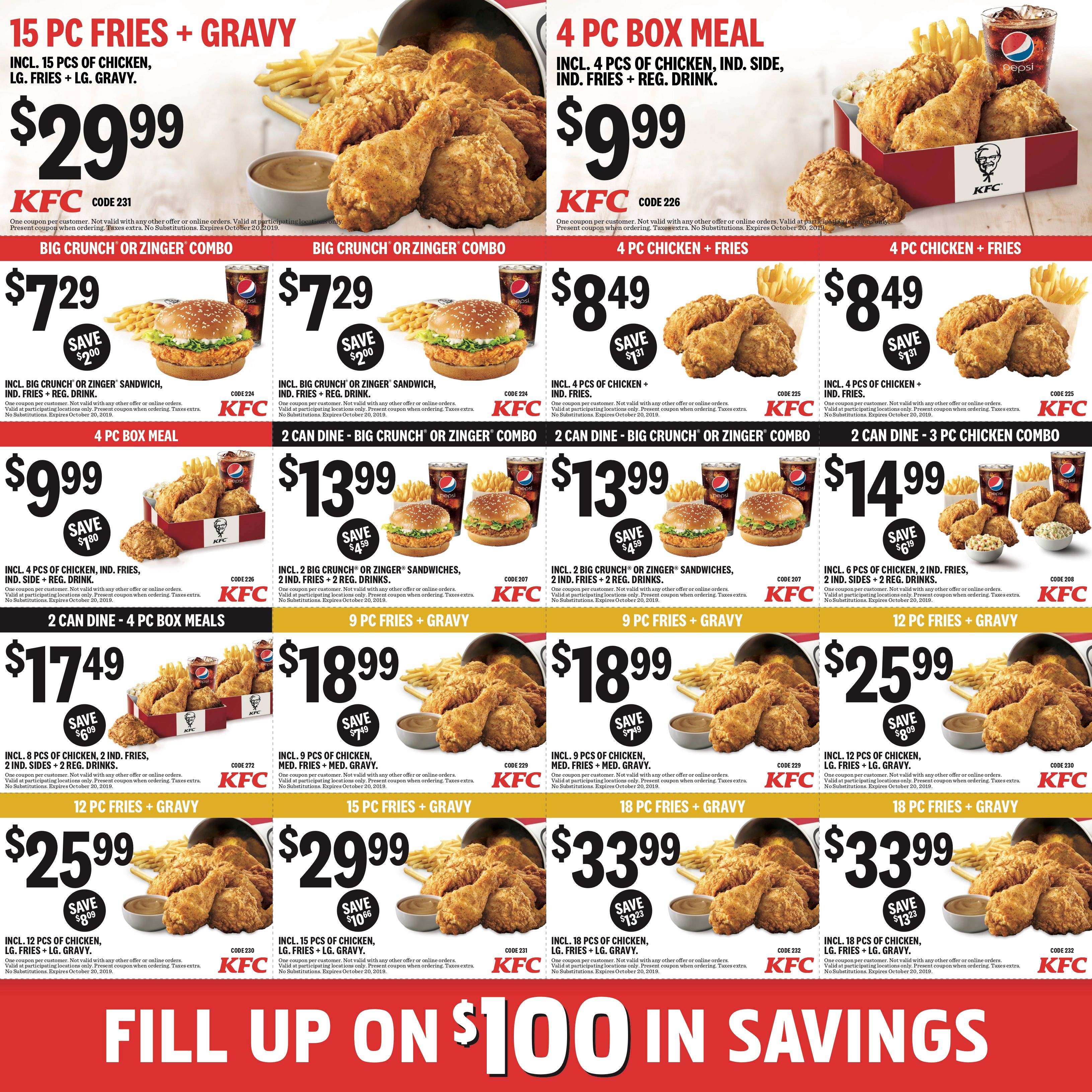 Kentucky fried shop chicken coupons