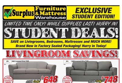 Surplus Furniture & Mattress Warehouse (St. John's) Flyer August 7 to September 12