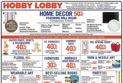 Hobby Lobby Weekly Ad Flyer February 21 to February 27