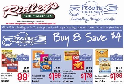 Ridley's Family Market Feeding The Hungry Sale Weekly Ad Flyer February 23 to March 1, 2021